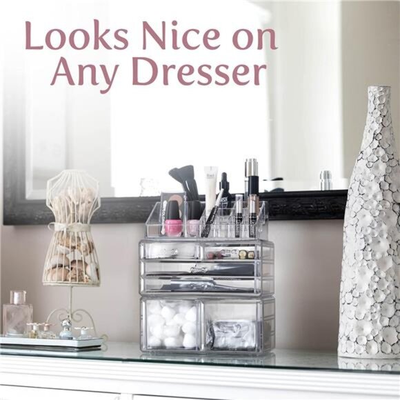 Masirs Clear Cosmetic Storage Organizer, Classy Design, Versatile, Simplifies - Picture 5 of 6